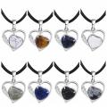 Blue Sandstone Love Heart Birthstone Pendant Gemstone Necklaces for Women