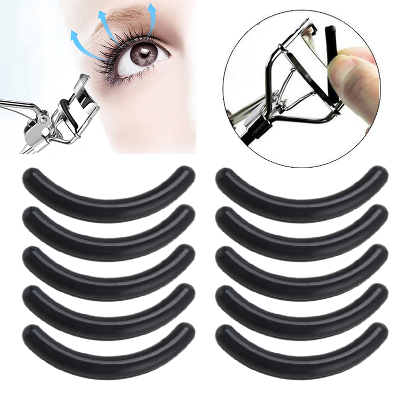 10pcs/set Black High Elastic Eyelashes Curler Replacement Pads Women Refill Silicone Durable Universal Cosmetic Makeup Tools