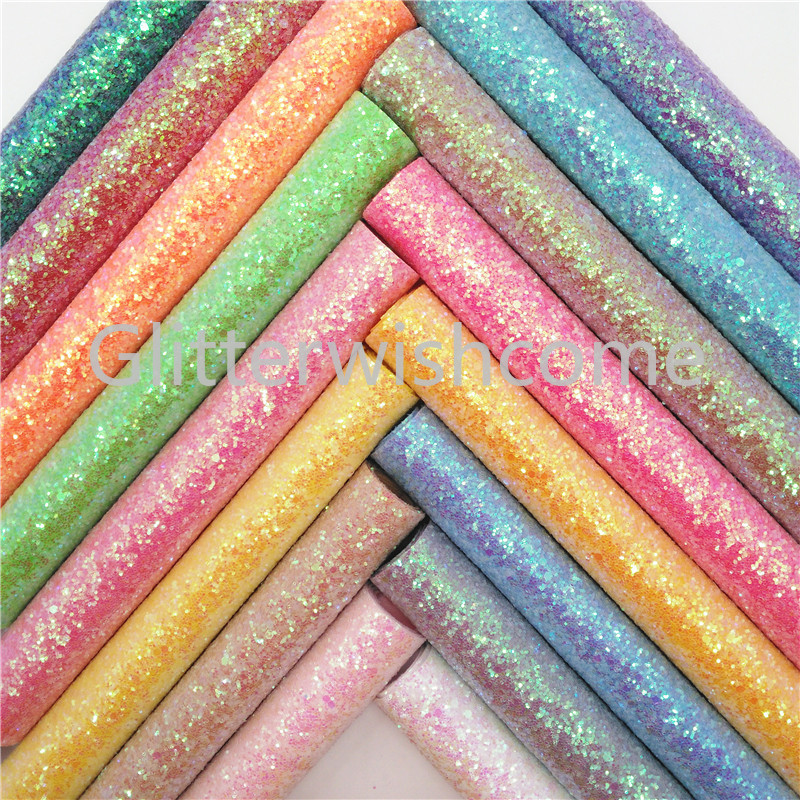 Glitterwishcome 21X29CM A4 Size Synthetic Leather, Chunky Glitter Leather, Faux PU Leather fabric Vinyl for Bows, GM663A