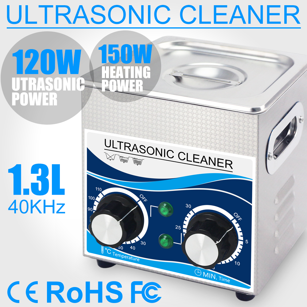 120W Ultrasonic Cleaner 1.3L Bath 0~30mins Timer with Heater Ultrasound for Watches Glasses Jewelry Home Parts