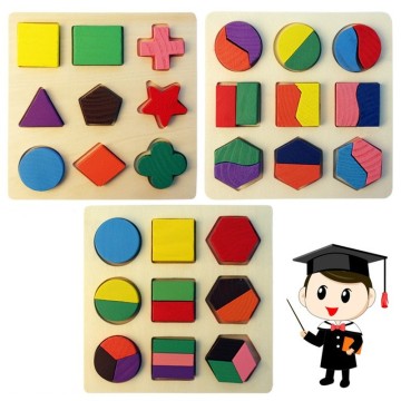 Wooden Geometric Shapes Math Toys Montessori Puzzle Sorting Math Bricks Preschool Learning Educational Game Children Kids Toys