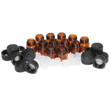 12pc 1 ml Amber Essential Oil Bottle with Orifice Reducer and cap Essential Oils or Lab Supplies reuseable Small bottle#50