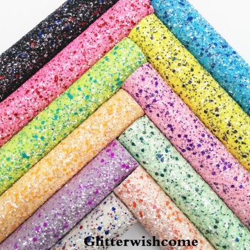 Glitterwishcome 21X29CM A4 Size Synthetic Leather, Chunky Glitter Leather with Stretch Backing Leather Sheets for Bows, GM058A