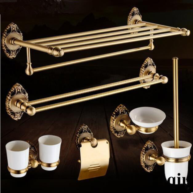 Brass Bathroom Accessories Set, Antique Bronze Paper Holder,Towel Bar,Toilet Brush holder ,Towel Holder bathroom Hardware set