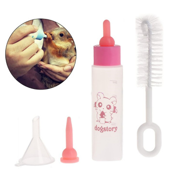 1 Set Pet Milk Bottle 30ml Silicone Nipple Small Animal Feeding With Brush Funnel Water Milk Feeder for Rabbit Hamster