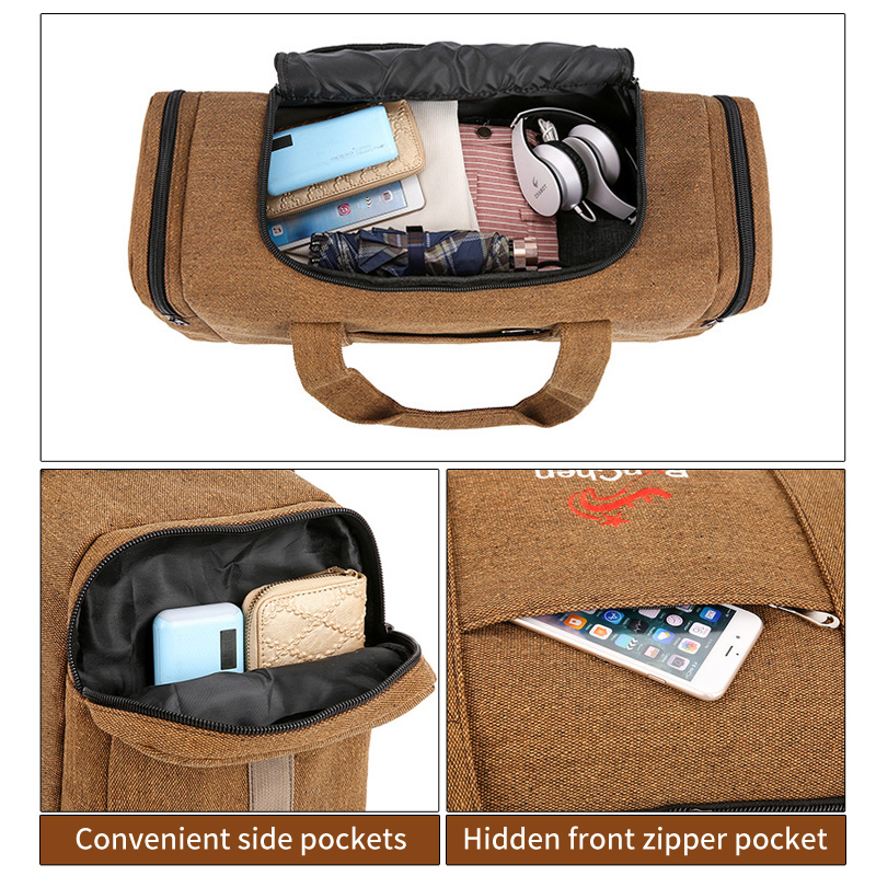 Canvas Men Travel Bags Large Capacity Travel Duffel Hand Luggage Bag Multifunction Weekend Bag sac de XA193K