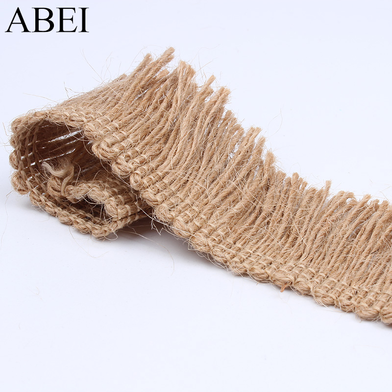 4cm 2yards Jute Lace for Wedding Party Decoration Natural Jute Linen Hemp Ribbon DIY Handmade Craft Material