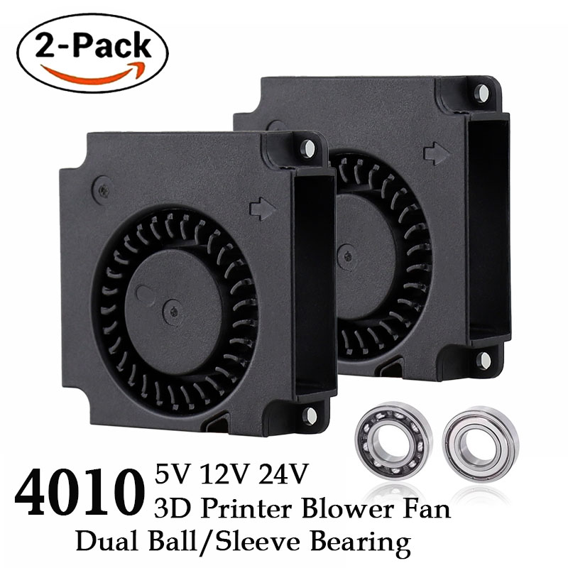 2PCS Gdstime 40mm 3D Printer Fan 12V 24V 5V 4010 Blower Printer Cooling Accessories DC Turbo Blower Fan Radial Fans 40x40x10mm