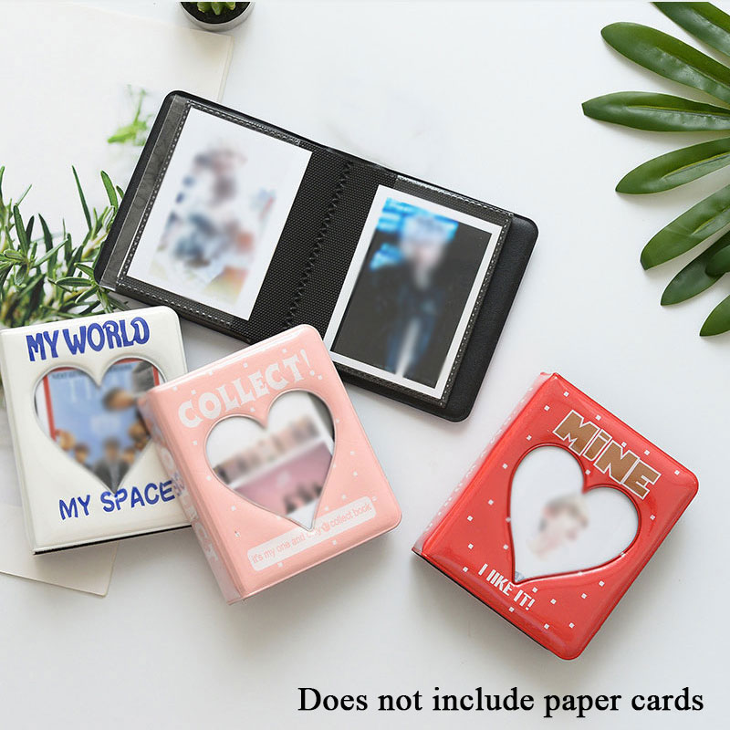 3 Inches Photo Album Cute Card Holder Mini Card Bag Hollow Love Model Holds 36 Photos Fashion Photo Holder Business Card Bag