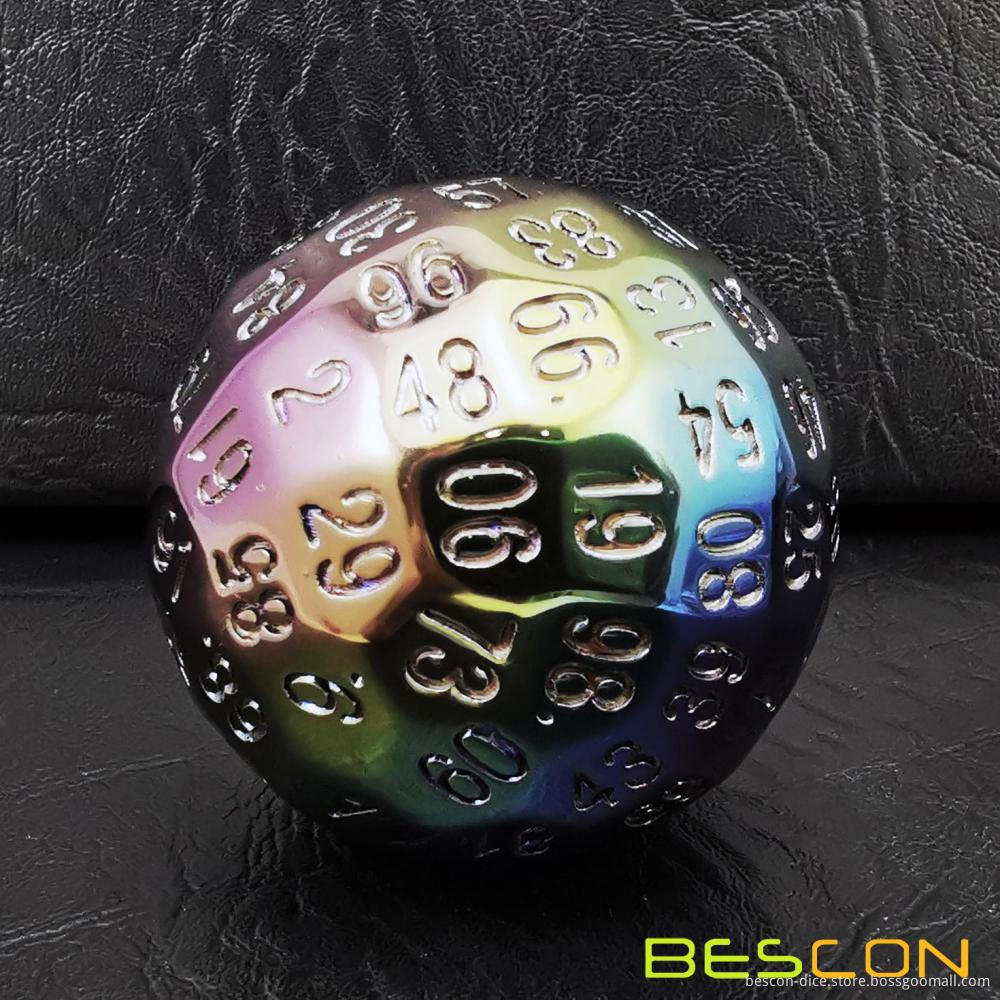 Bescon Plating 100 Sided Dice, Game Dice D100, Polyhedral Solid 100 Sides Dice 45MM in Diameter (1.8inch)
