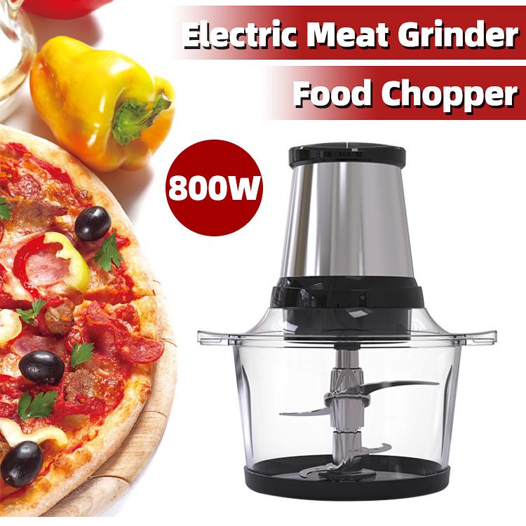 800W 2L Capacity 2 Speeds Stainless steel Electric Chopper Meat Grinder Mincer Food Processor Food Chopper Blender Slicer