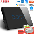 ASEER 1/2/3/4/8 Gang Smart wall switch WIFI,Crystal Glass Wireless Light switch,Tuya App WIFI remote Switch,With google alexa