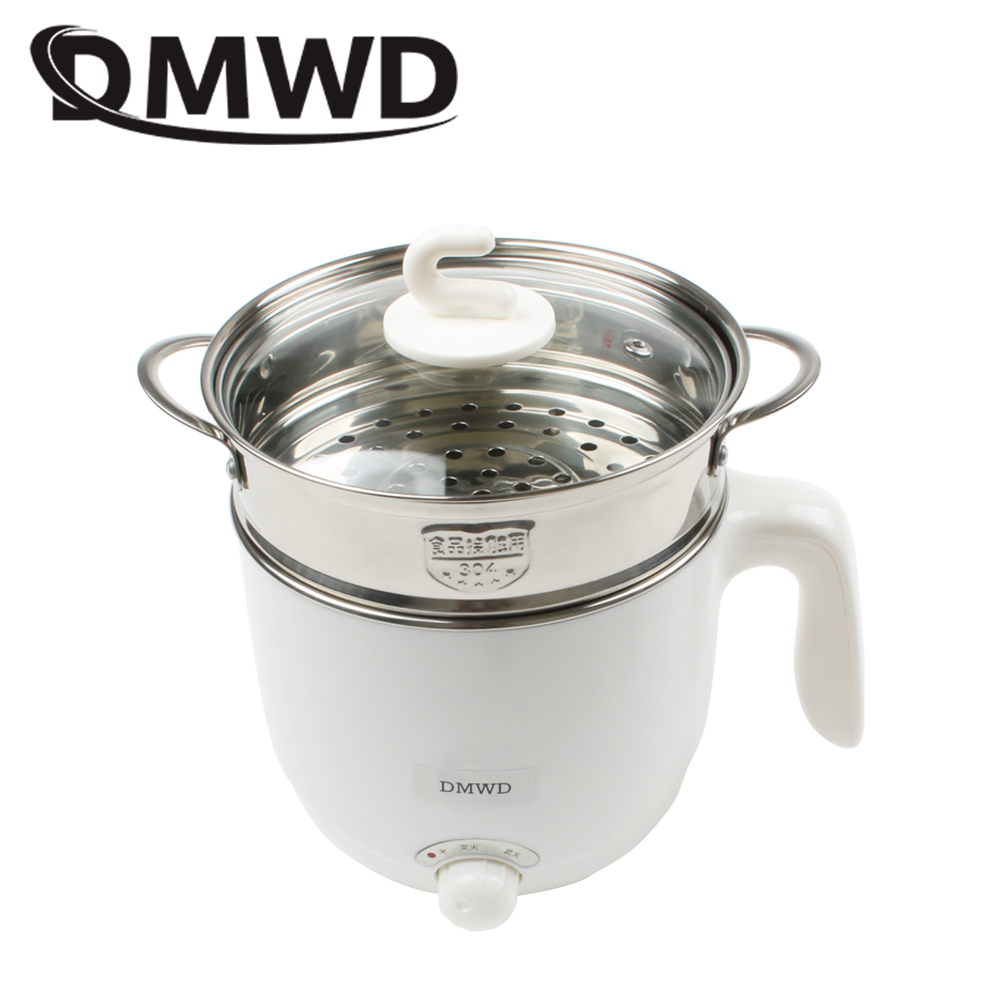 DMWD 110V 220V Multifunction electric Skillet Stainless Steel Hot pot noodles rice Cooker Steamed egg Soup pot MINI heating pan