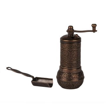 Antique Copper Turkish coffee Pepper Mill and Measuring Spoon-Spice Mill, Pepper Mill, english Mill (4.2 
