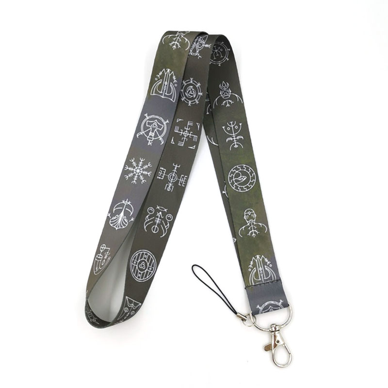 Viking Symbols Neck Strap Keychain Lanyard For Keys ID Badge Holder Mobile Phone Straps Hang Rope Key Chain Keyring Webbing