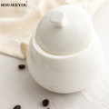 HOUSEEYOU White Ceramic Sugar Creamer Pots Cans Household Condiment Boxes Spice Jars Salt Sugar Pots Kitchen Storage Accessories