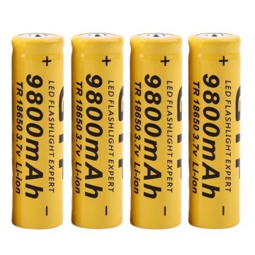 4pcs/lot High Quality 9800mAh 3.7V 18650 Lithium ion batteries Rechargeable Battery For Flashlight Torch Free shipping