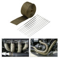 Fit for Car Motorcycle 10Meter Titanium Exhaust Heat Pipe Insulation Wrap With 6 Stainless Ties