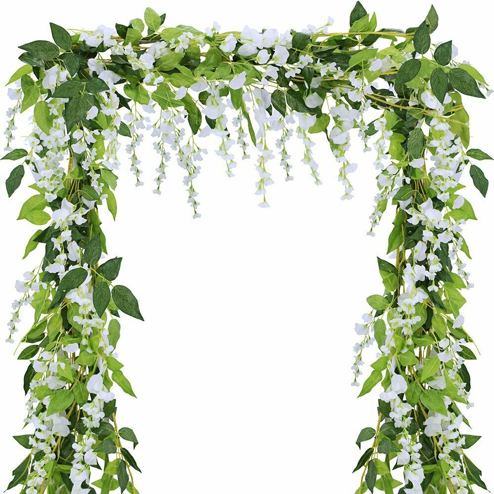 2x 7FT Artificial Wisteria Vine Garland Plants Foliage Trailing Flower flowers Outdoor home office hotel decor