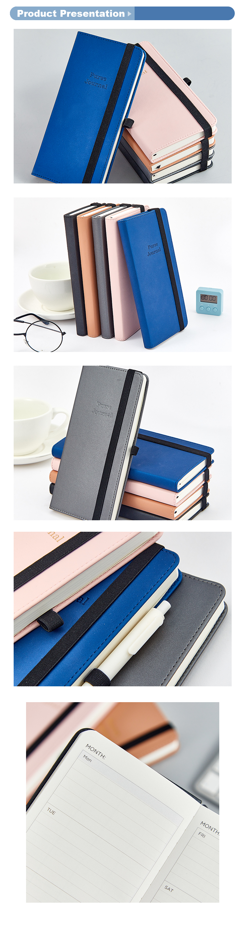 Pu leather cover weekly planner notebook8
