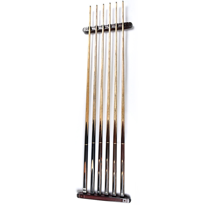 Billiard Pool Snooker Table Wall Mount Hanging Professional 6 Cue Sticks Solid Wood Rack Holder