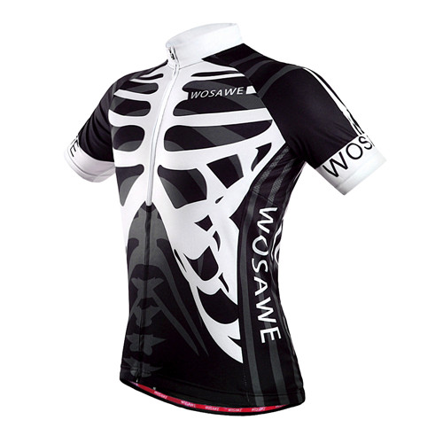 WOSAWE Skeleton Cycling Jersey Polyester Quick Dry Short Sleeve Bike Jersey Mallot Ciclismo Hombre Verano