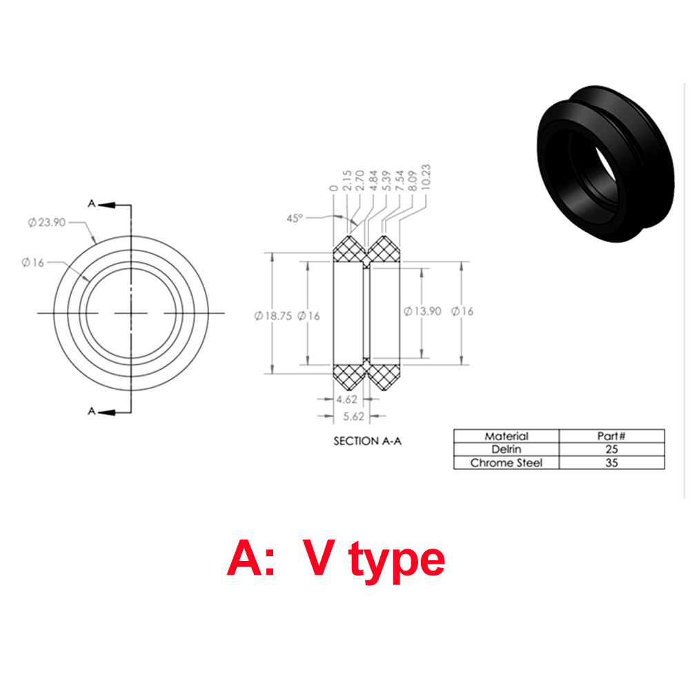 10pcs CNC Openbuilds Wheels Plastic POM Small Big V Type Passive Round Wheel Idler Pulley Gear Perlin Wheel for V-Slot C-Beam