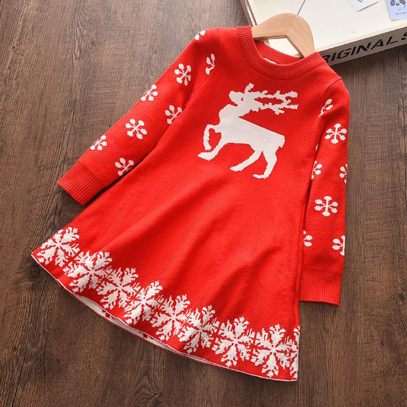 Bear Leader Girl Dress Christmas Fashion New Autumn Girls Princess Sweet Outfits Party Sweater Dresses Fashion Clothes Kids 2-6Y
