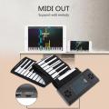 61 Keys MIDI Roll Up Electronic Piano Rechargeable Silicone Flexible Keyboard Organ Built-in 2 Speakers Support Audio Bluetooth