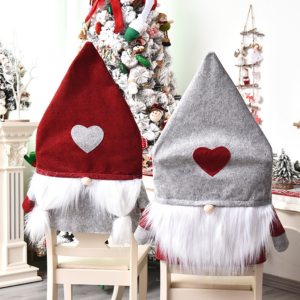 1PC Santa Claus Cap Chair Cover New Year Dinner Table Christmas Hat Chair Back Covers Xmas Decorations For Home Chair Covers