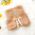 Autumn Baby Girl Kids Fur Vest Waistcoat Warm Winter Coat Outwear Jacket Sleeve Top Bow Solid Cute Kid Girl Clothing 6M-5T