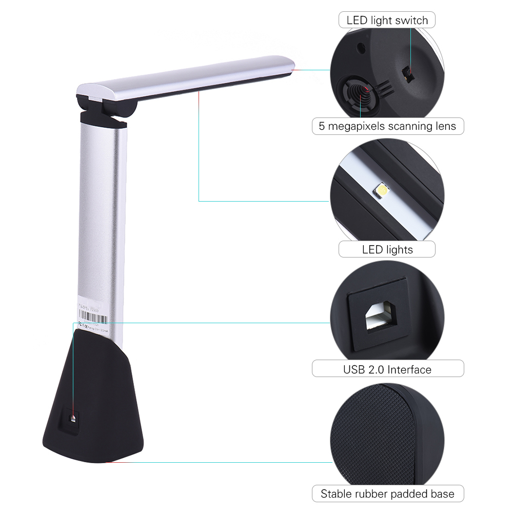 A4 5 Mega-pixel HD Document Camera Document Scanner OCR A4 Book Scanner High-Definition Presenter for School Office Library