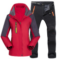 Women Outdoor Ski Suit Set Winter Hiking Skiing Waterproof Jackets Fleece Warm Fishing Trekking Ski jacket +Pant Multicolor