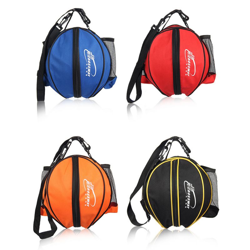 Universal Basketball Bag Football Volleyball Basketball Storage Bag Round Shape Adjustable Shoulder Strap 2 Side Mesh Pockets