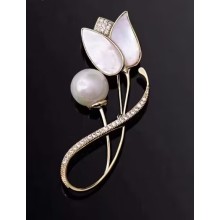 Tulip crystal shawl buckle pin overcoat suit brooch