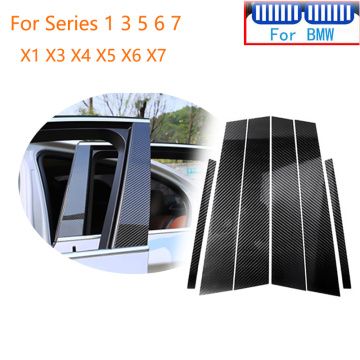 5D Carbon Car Window Trims Center B + C Pillars Frame Cover Trim Sticker For BMW X5 E70 F15 F85 G05 X6 E71 F16 X3 F25 F20 F52