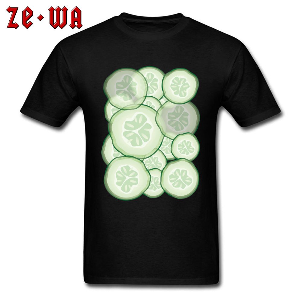 Cucumber slices 2018 New Fashion Short Sleeve Family Top T-shirts 100% Cotton O-Neck Male Tops & Tees T-Shirt Summer/Autumn Cucumber slices black