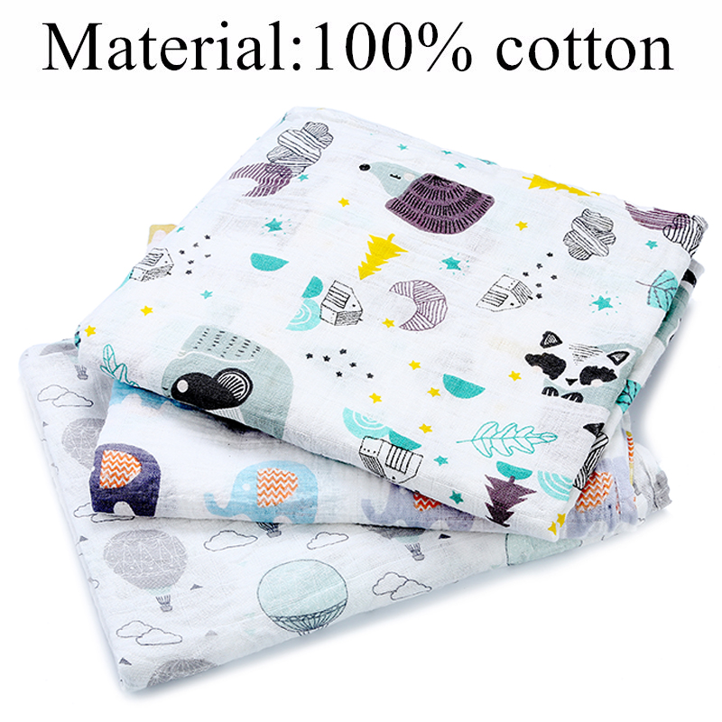 [simfamily] 100%Cotton Flamingo Rose fruits Print Muslin Baby Bedding Blankets Infant Swaddle Cotton Bathing Towel For Newborn
