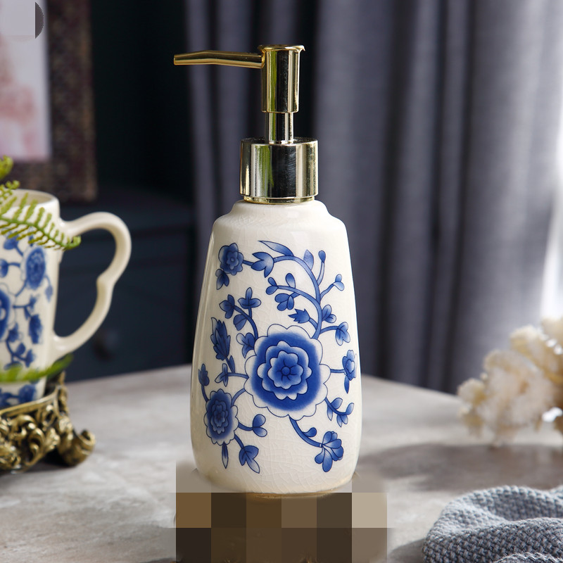 4 Styles Vintage Ceramic Art Craft Hand Wash Soap Dispenser Liquid Lotion Bottle for Bathroom Kitchen Household Home Decors