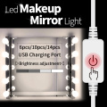 USB LED Makeup Mirror Vanity Light Bulb 2 6 10 14Bulb LED Table Kit Vanity Lights 12V Bathroom Light Stepless Dimmable Wall Lamp