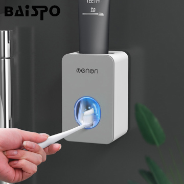 BAISPO New Automatic Toothpaste Dispenser Toothbrush Holder Wall Mounted Toothpaste Lazy Dispenser Bathroom Accessories Set