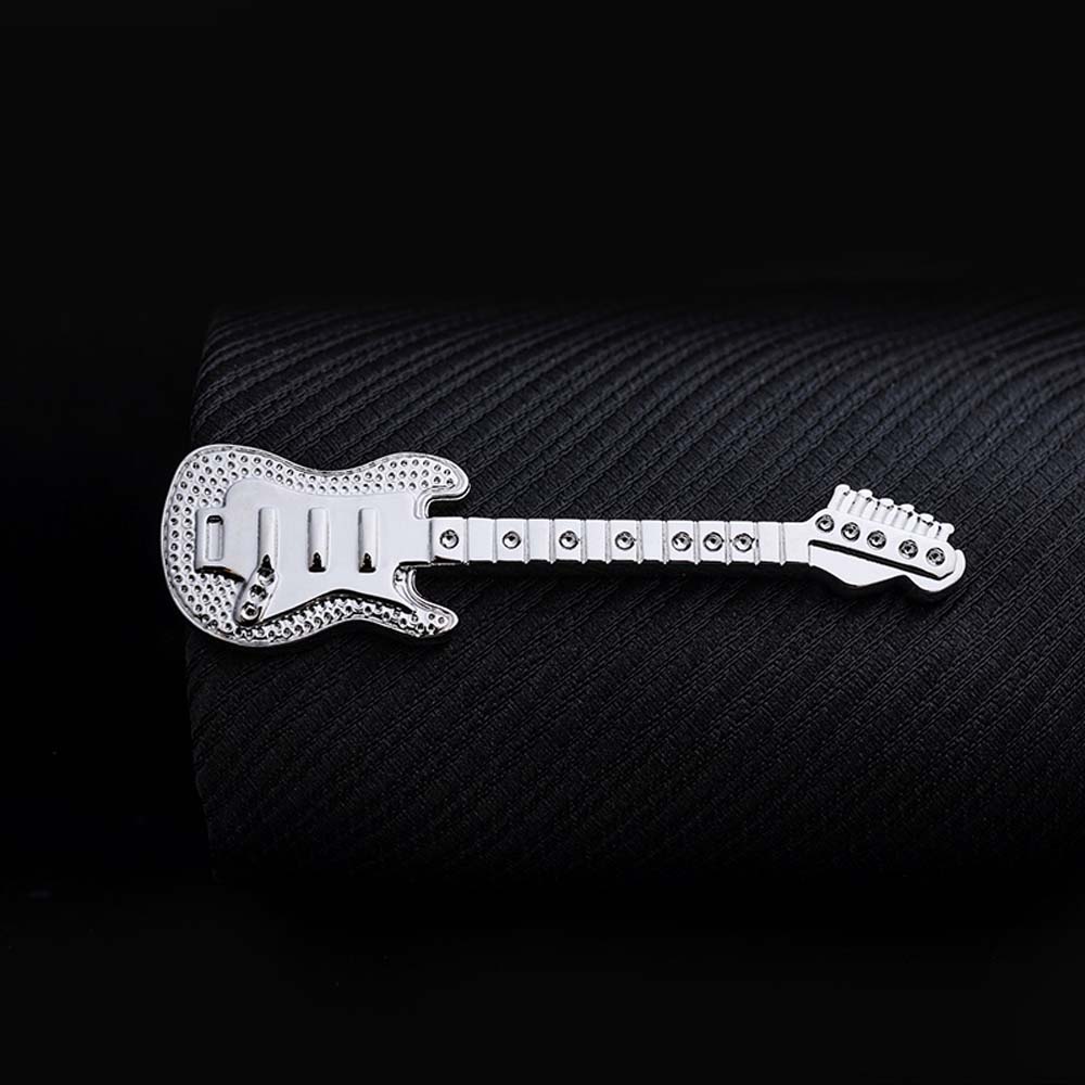 1pc Men Tie Clip Fish Bone Leaf Guitar Feather Saxophone Multiple Styles Silver Color Metal Tie Clip Tie Bar Necktie Clips Gifts