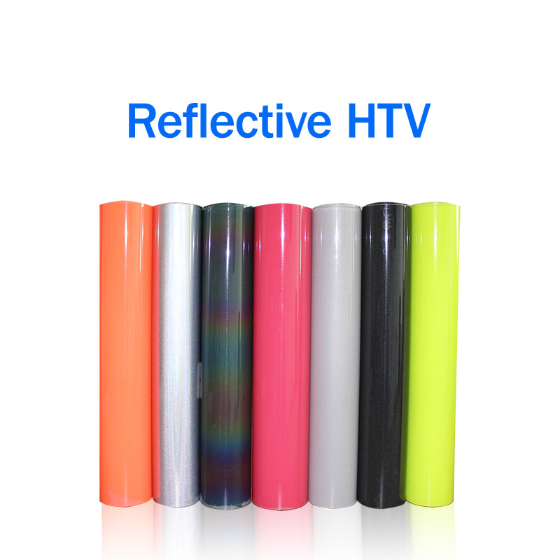 Cheap 25cmx50cm 10"x20" colorful reflective heat transfer vinyl press t-shirt HTV film cutting plotter