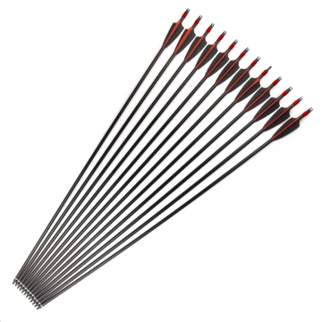 31.5 inches Spine 500 Diameter 7.8 mm 6/12/24 Pcs Fiberglass Arrows and Explosion-proof for Compound Bow Archery Shooting