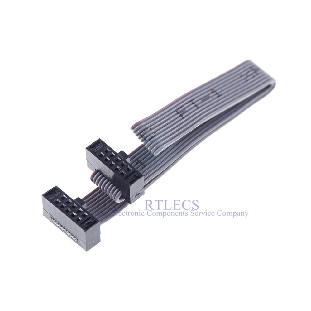 1 piece 10 Pin 1.27 mm Pitch IDC Sockets Extension Flat Ribbon Cable for ISP JTAG Download 15 cm Length Same Directions Adapter