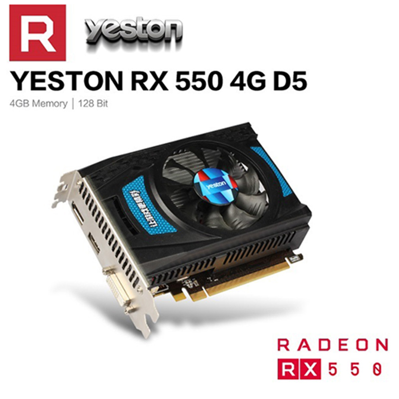 Yeston Radeon RX550 4GB GDDR5 PCI Express 3.0 DirectX12 video gaming graphics card external graphics card for desktop computer