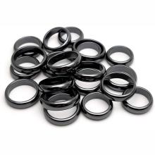 100PCS Hematite Magnetic Band Rings Vintage Crystal Finger Smooth Round Donut Ring for Women Men 6MM Width
