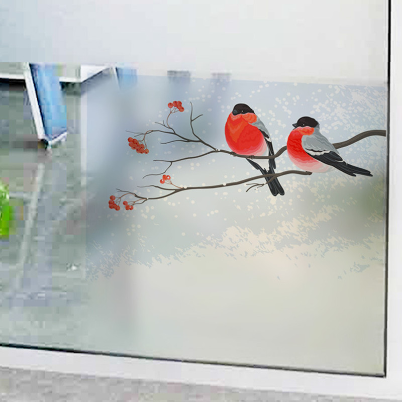 PVC light translucent glass stickers balcony window glass door decorative film bird frosted adhesive bathroom wall stickers