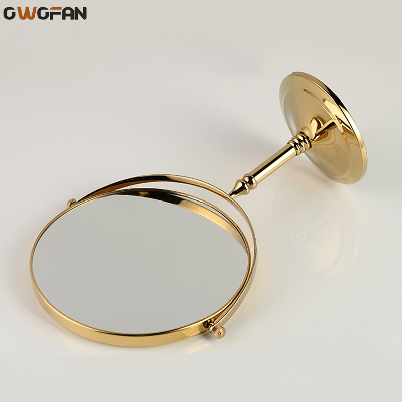 OWOFAN Bath Mirrors 8 Inch Spinning Gold Bathroom Mirror Magnifying Double 2 Faced Makeup Mirror Desktop Women Mirror Table 728K