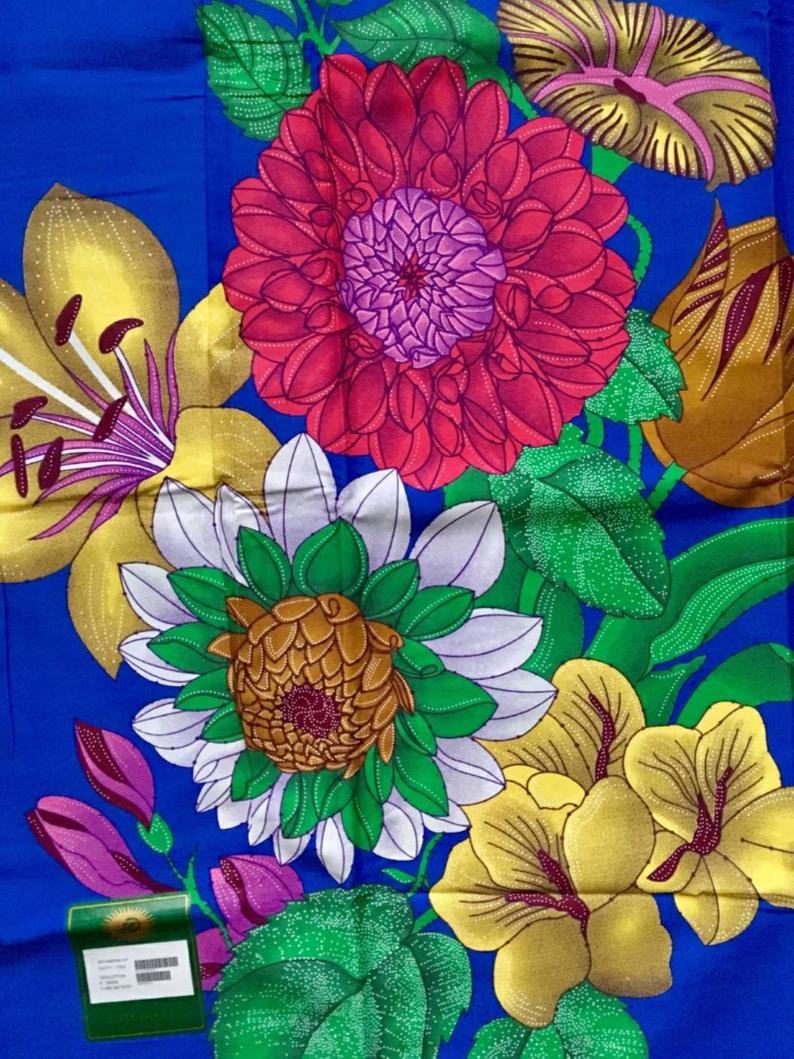 Ankara African Wax Print Fabric Big Flower Pattern Floral Design Ghana Wax Prints Cotton 6 Yards For Home decoration FL